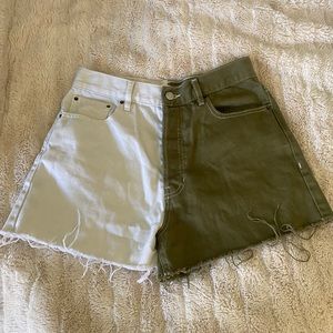 green and white pac sun shorts.